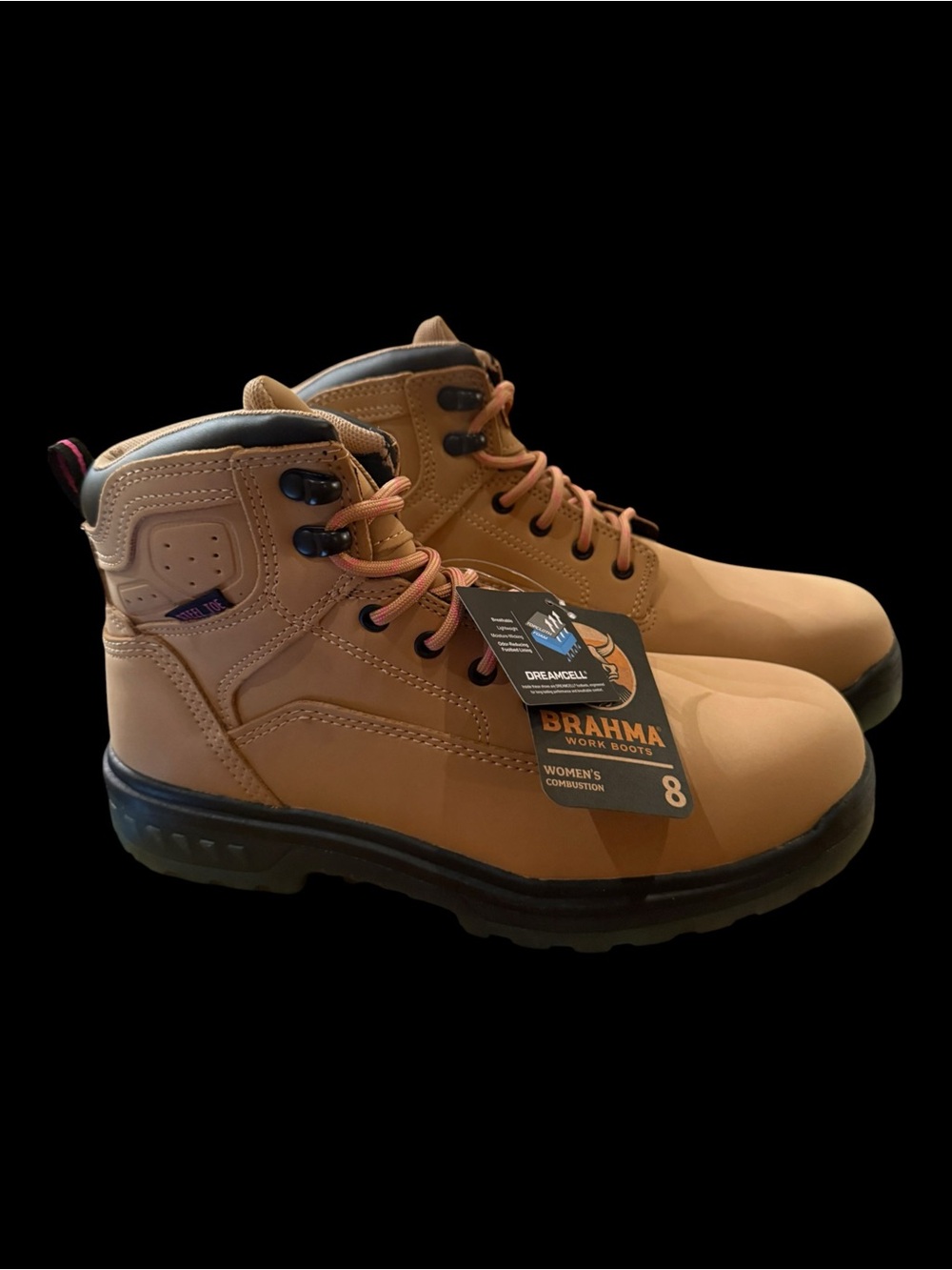 Brahma Women’s Combustion 6” Steel Toe Work Boots – Size 8 – Wheat/Tan – New